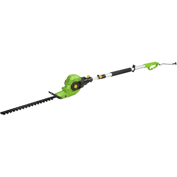 Fieldmann Teleskop-Heckenschere FZN 6005-E, 250 cm Teleskopstiel, 450-W-Motor, 46 cm Schnittlänge, 8-fach verstellbarer Schneidkopf, Grün