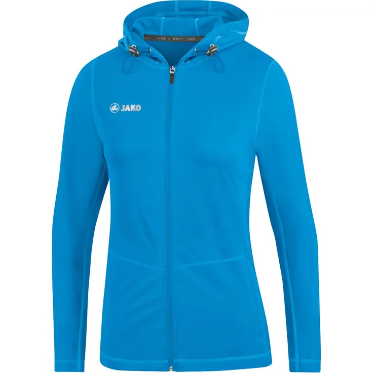 JAKO Damen Kapuzenjacke Run 2.0, Polyester-Stretch-Jersey, blau