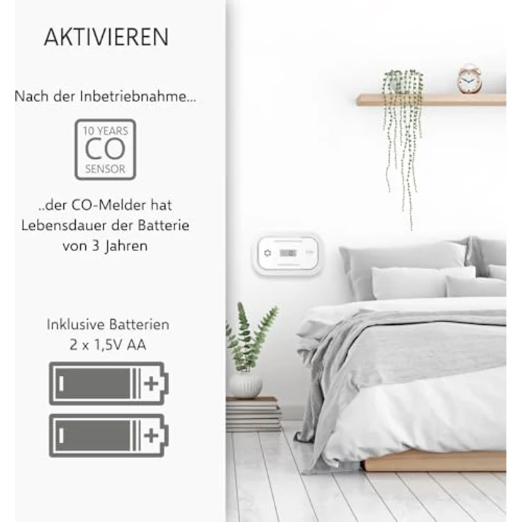 ELRO FC5003 Kohlenmonoxidmelder, 10-Jahres-Sensor mit LCD Display und 3 Jahre Batterien, zuverlässiger Schutz laut EN50291 – Bild 4