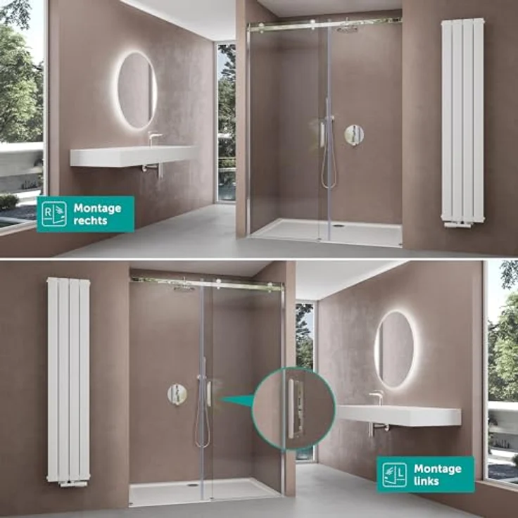 doporro Dusch-Schiebetür Duschtür Nischentür Duschabtrennung Duschkabine Klarglas Teramo4, 105x195 cm, Einscheibensicherheitsglas – Bild 6