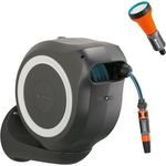 Gardena Wand-Schlauchbox RollUp M, 20 m mit schwenkbarer Schlauchtrommel, Wandhalterung, Spritze und Systemteilen, frostsicher