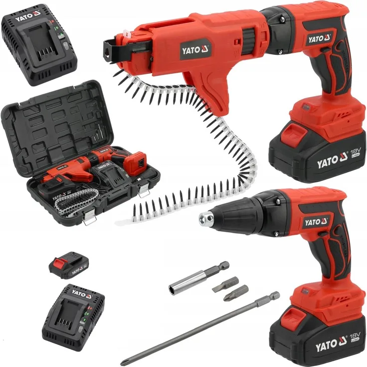 YATO Akku Magazinschrauber YT-82075, 18V mit 4Ah Li-Ion Akku, ergonomisch, leichte Bauweise, 4000 U/min, vielseitig einsetzbar