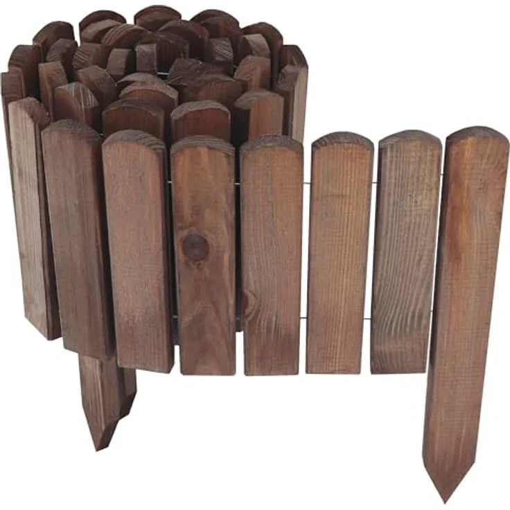 Aquagart Holz Rollzaun Dunkelbraun 40x200 cm, Flexible Beeteinfassung aus imprägniertem Holz für individuelle Gartenlösungen – Bild 4