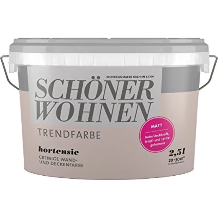 SCHÖNER WOHNEN FARBE Wand- und Deckenfarbe Hortensie, 2,5 L, Lösemittelfrei, Tropf- und spritzgehemmt, Hochdeckend – Bild 1