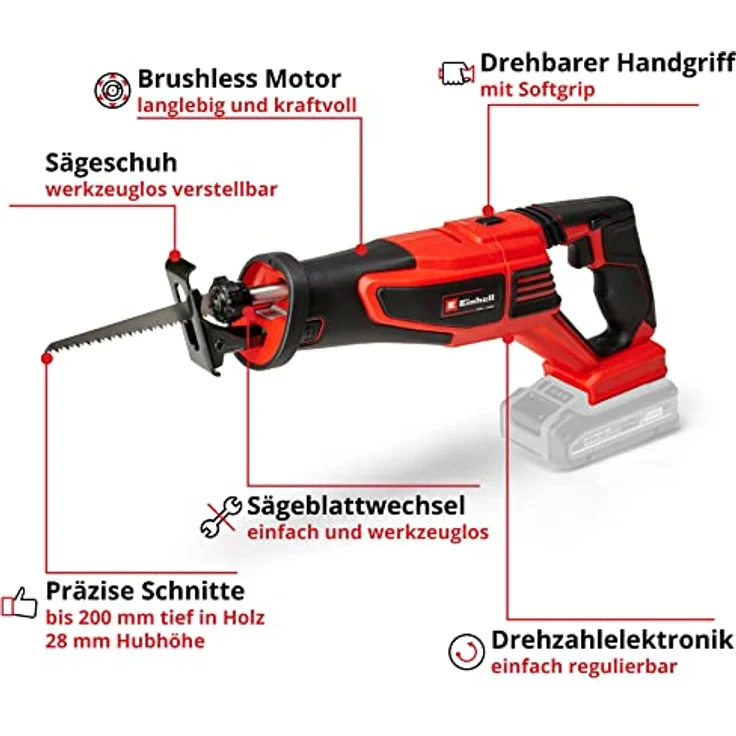 Einhell 18V Akku-Universalsäge Säbelsäge TE-AP 18/28 Li BL Power X-Change PXC | ohne Akku ohne Ladegerät – Bild 3
