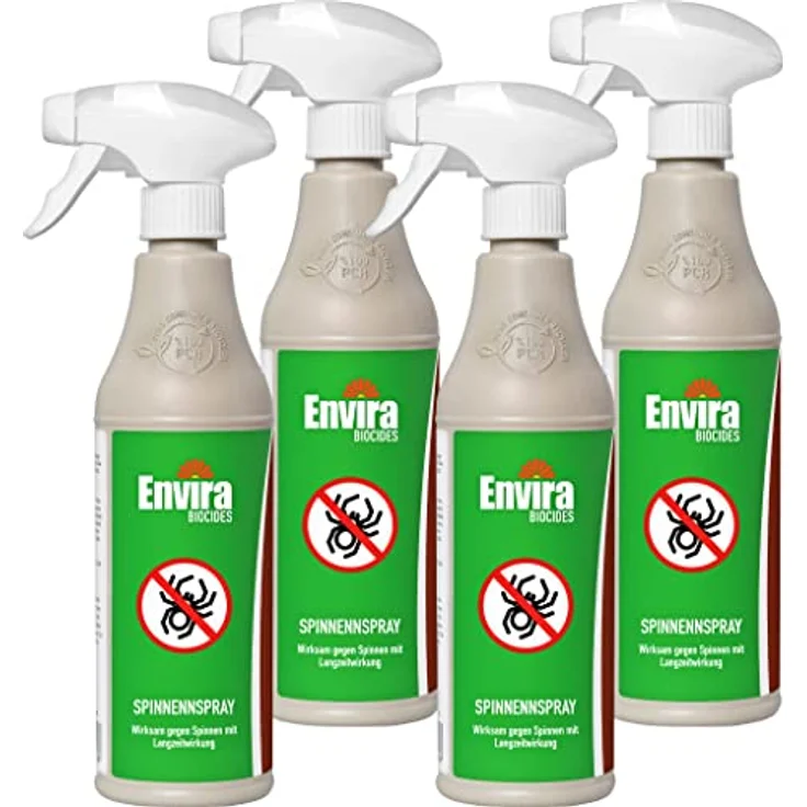 Envira Spinnen-Spray - Spinnenabwehr für Außen und Innen - 4 x 500 ml - Anti Spinnenspray mit Langzeitwirkung - Spinnen vertreiben im Haus & im Garten - Geruchlos & Auf Wasserbasis – Bild 1