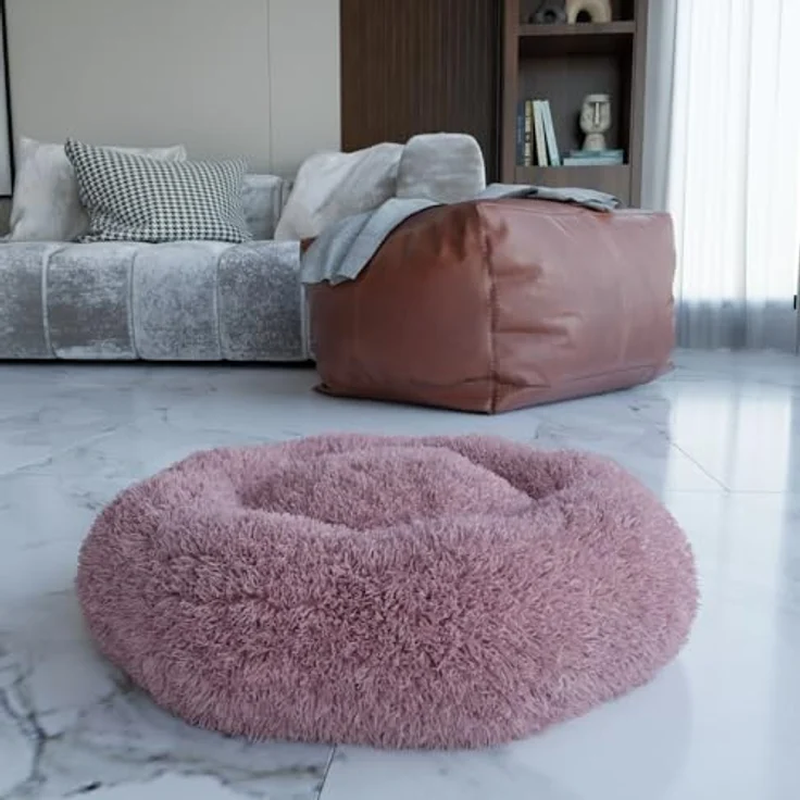 BENNO Hundebett BALU Donutform, 50x50x16 cm, weiches Kuschelbett mit Polypropylen-Füllung, rosé, waschbar, rutschfester Boden, inkl. Kauknochen – Bild 4