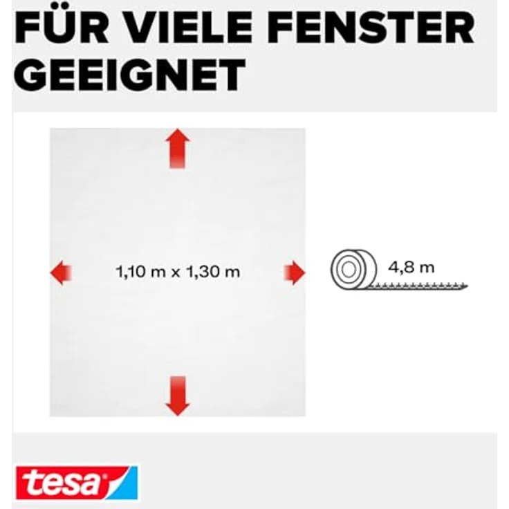 tesa Fliegengitter STANDARD für Fenster, 1,10 m x 1,30 m – Bild 3