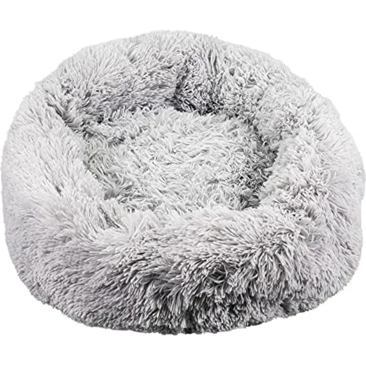 Procyon Flauschi - Hundebett in Donutform - das Kuschelbettchen für kleine bis mittelgroße Hunde - 60 cm - hellgrau