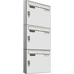 AL Briefkastensysteme Basic 3er Briefkasten RAL 9016 Verkehrs Weiss 3 Fach DIN A4 wetterfest Briefkastenanlage mit Posthaltebügel und 2 Namensschildern