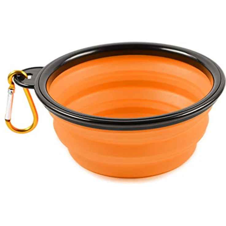 PhoneNatic Faltbarer Silikon-Hundenapf in orange, Reisenapf für Hunde und Katzen mit Karabiner -, S, orange, 350 ml, 60014333 – Bild 1
