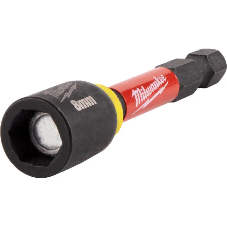 Milwaukee 8-mm-Magnetbuchse, SHOCKWAVE™ magnetisch, 8 x 65 mm, 1/4" Sechskant, Impact Duty™