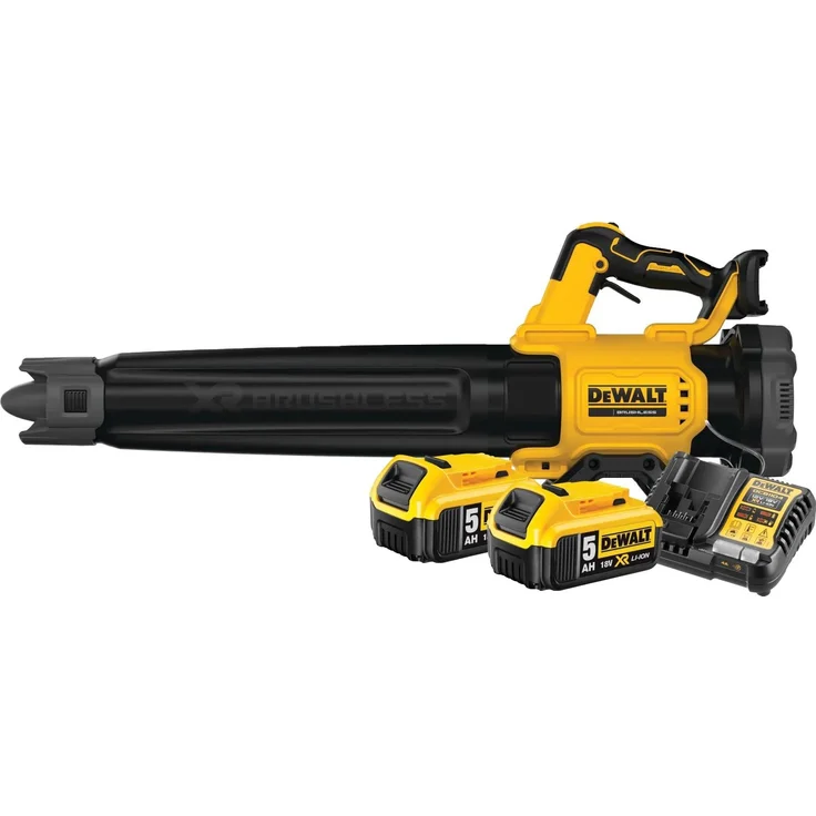 DeWalt DCMBLBL562N-XJ, 18V XR Akku-Laubbläser mit 2x 5,0 Ah Akkus, 762 m³/h Luftvolumen, ergonomisches Design, akkubetrieben