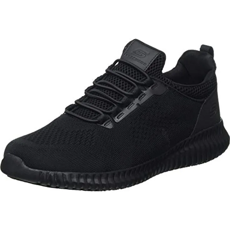 Skechers CESSNOCK, Berufsschuh Schnürschuh für Gastronomie und Pflege, Schwarz, mit stretch bungee Schnellschnürung und Skechers Air-Cooled Memory Foam