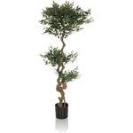 hjh OFFICE Kunstpflanze Acacia Deko Pflanze Aralie künstlich 155 cm, pflegeleichter Kunstbaum, Grün 871054