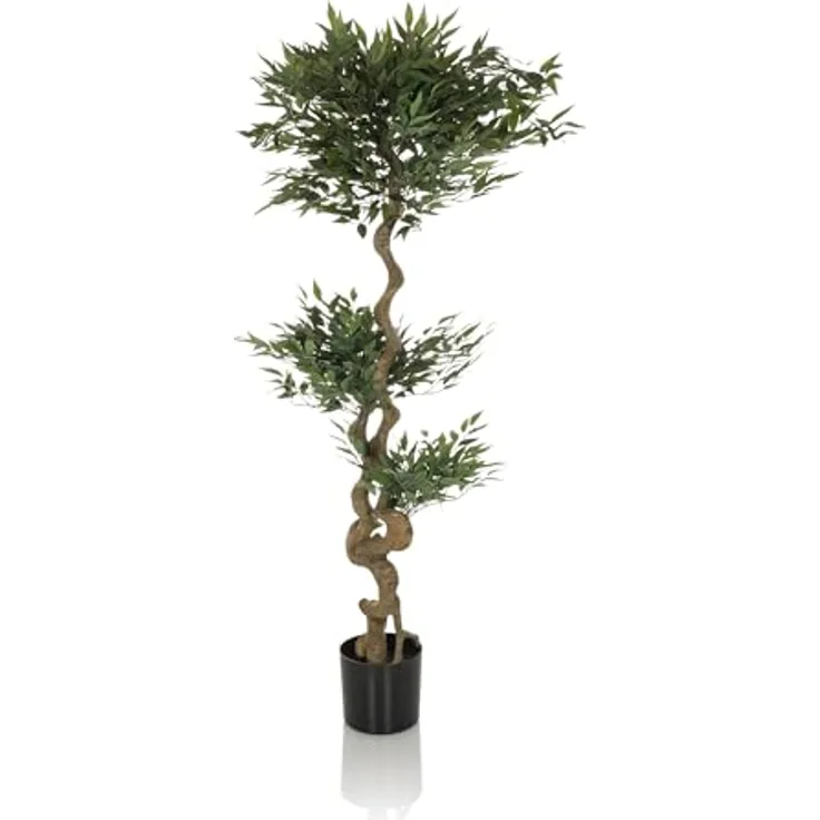 hjh OFFICE Kunstpflanze Acacia Deko Pflanze Aralie künstlich 155 cm, pflegeleichter Kunstbaum, Grün 871054