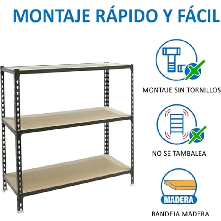 Simonrack Simonclick Maderclick SuperPlus Metallregal, 3 Böden, 200 kg Traglast pro Boden, anthrazit, 100 x 110 x 50 cm – Bild 5