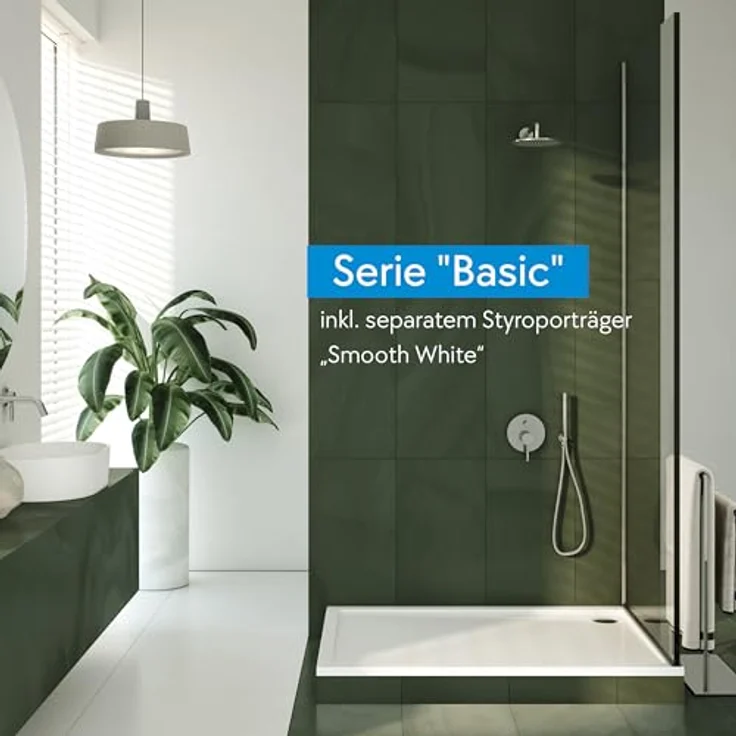 Aquabad® Duschwanne BASIC Smooth White, Rechteckige Acryl-Duschwanne mit Styroporträger und Ablaufgarnitur, 80x100 cm – Bild 3
