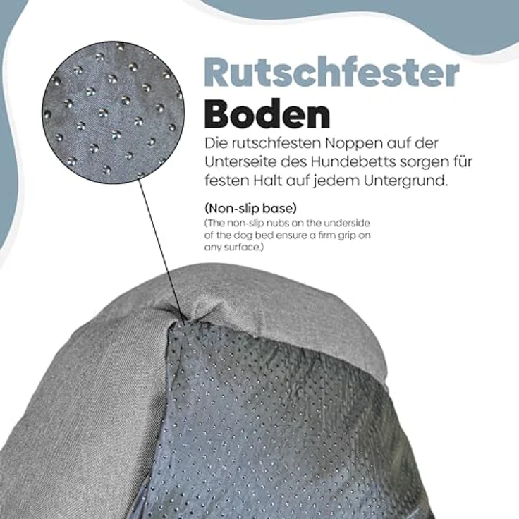 DEFACTO Hundebett, Hundekissen in Leinenoptik, Hundekorb, erhöhte Ränder, rutschfeste Unterseite (GRAU, 90L x 75B x 25H) – Bild 4