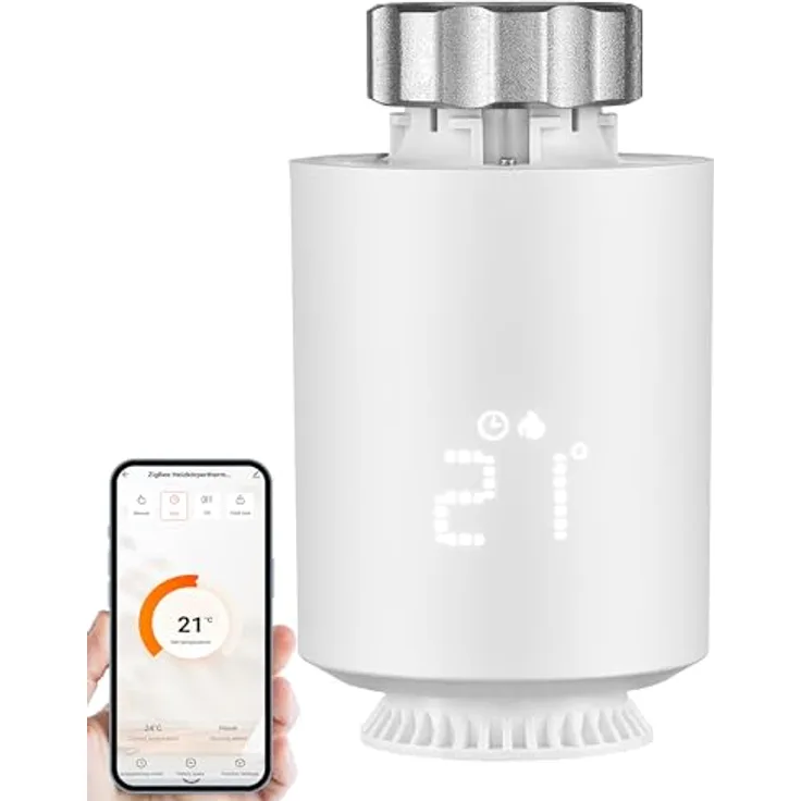 Echos Smartes Zigbee Heizkörperthermostat, Smartphone steuerbar, energieeffizient mit Kindersicherung und Frostschutz