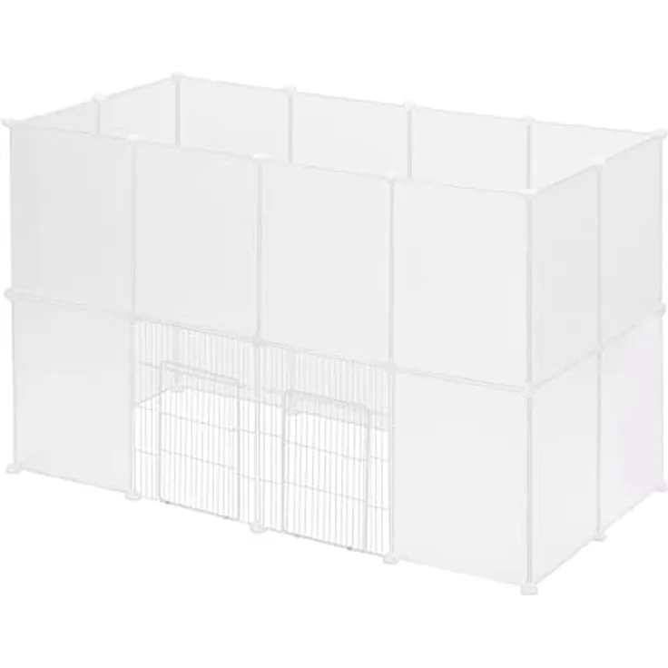 EUGAD Freilaufgehege für Kleintiere aus Kunststoff, Freigehege mit 12 Platten DIY, Kaninchen Hasen Welpen Meerschweinchen Gehege, rutschfestes Kleintiergehege für drinnen, BHT 145x95x75cm