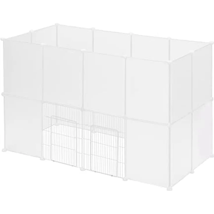 EUGAD Freilaufgehege für Kleintiere aus Kunststoff, Freigehege mit 12 Platten DIY, Kaninchen Hasen Welpen Meerschweinchen Gehege, rutschfestes Kleintiergehege für drinnen, BHT 145x95x75cm – Bild 1