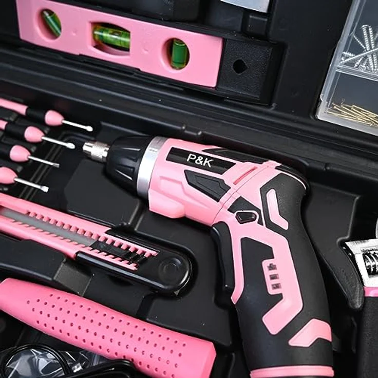 P & K Werkzeugkoffer 135 Teiliges Werkzeugset in Pink Design (135 St) – Bild 2