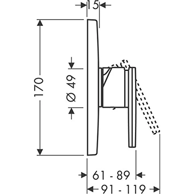 hansgrohe Axor Citterio Einhebel-Brausemischer Unterputz, Chrom, Betriebsdruck 1-10 bar, Durchflussklasse B – Bild 3