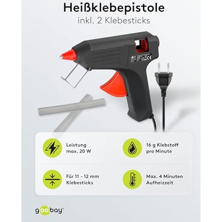 Fixpoint 59176 40W Heißklebepistole für 12mm Klebesticks zum sauberen Kleben den Hobby- und Heimbereich, schwarz – Bild 3