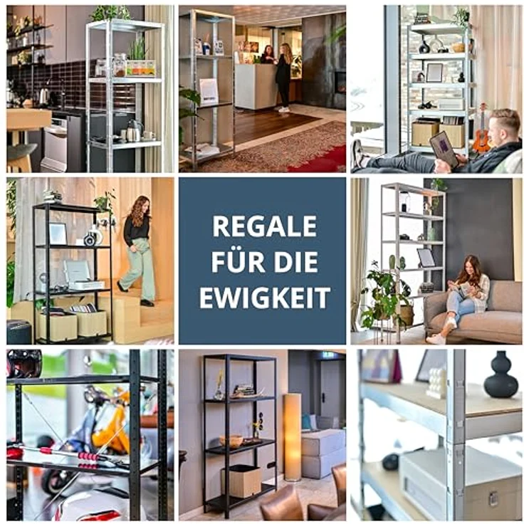 Schulte Regalwelt Lagerregal mit 6 PowerMAX-Fachböden, 200x100x30cm Regalsystem, Steckregal mit einfacher Montage ohne Verschrauben, Traglast je Boden bis zu 65 Kg (bis zu 390 Kg Gesamttraglast) – Bild 8