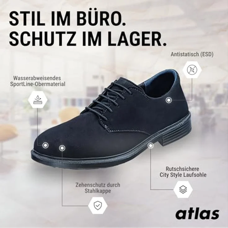 Atlas Halbschuh CX 50 black ESD, S1, mit Stahlkappe und 3D-Dämpfungssystem, Größe 40 – Bild 3