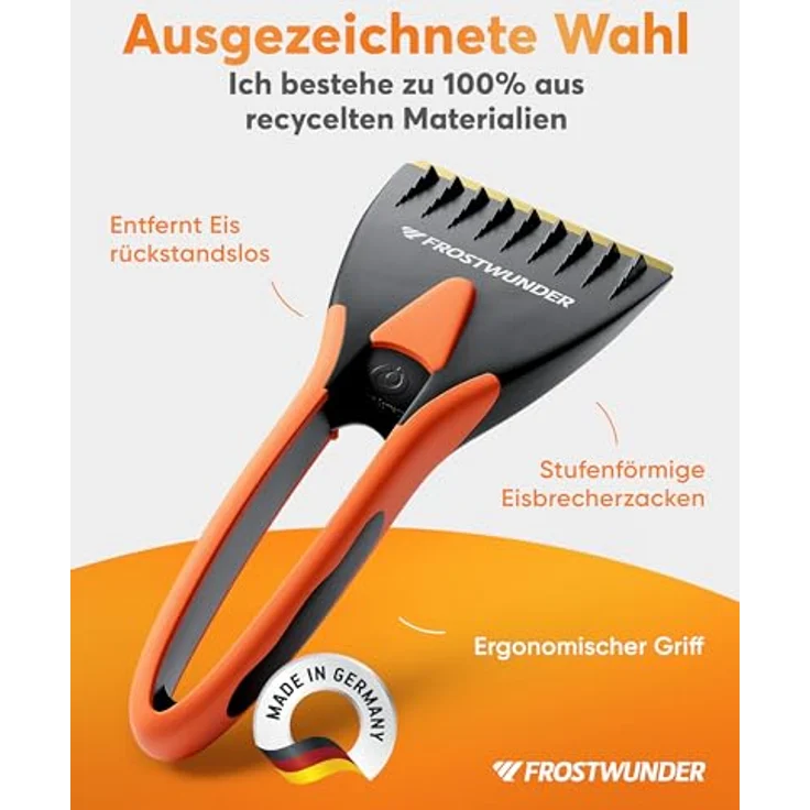 FROSTWUNDER - Eiskratzer Messingklinge [Made in Germany] - 100% recycelter Eiskratzer Auto Messingklinge - Langlebiger Auto Eiskratzer - Blitzschneller Messing Eiskratzer - Scheibenkratzer Auto Stabil - Preisvergleich – Bild 2