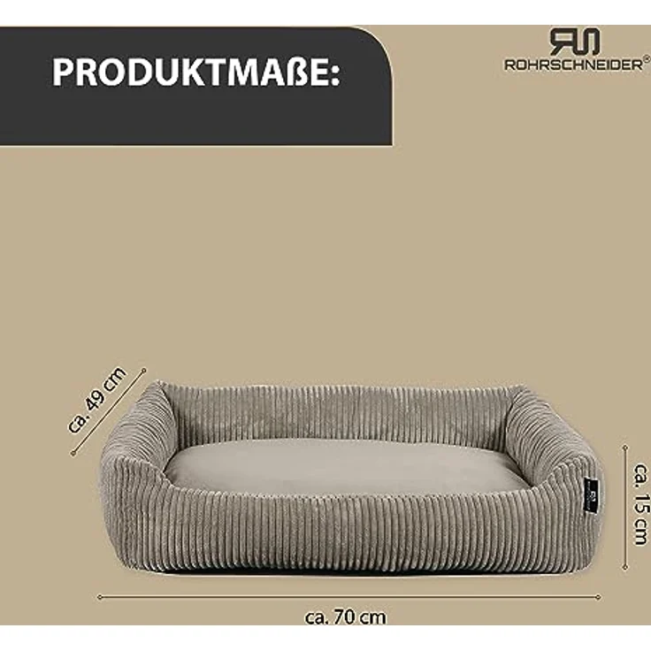 Rohrschneider Katzenbett Cordstoff mit Spielkugelset (Taupe, breiter Cordstoff) – Bild 3