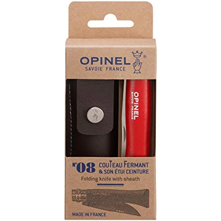 Opinel Taschenmesser No. 08 inkl. Kunstlederetui, rot – Bild 2