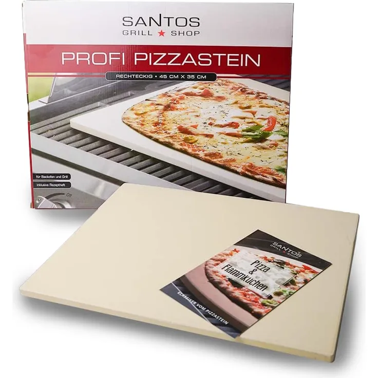 SANTOS Pizzastein für Backofen & Grill, Eckig, 45 x 35 cm