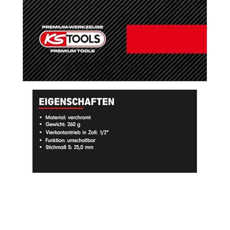 KS Tools Drehmomentschlüssel 14 x 18 mm Einsteck-Umschaltknarre, verchromt, 1/2" – Bild 3