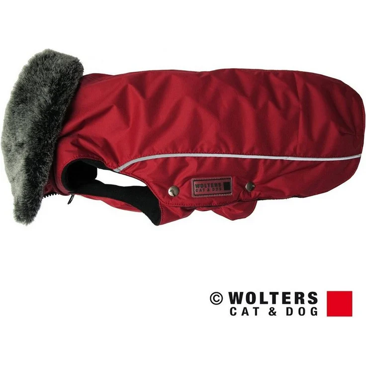 Wolters Hundemantel Winterjacke Amundsen rot, mit Kunstpelz-Kragen, wasser- und schmutzabweisend, atmungsaktiv