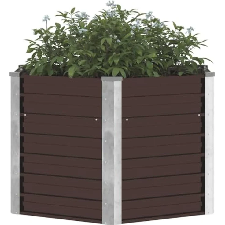 vidaXL Garten-Hochbeet Braun 129 x 129 x 77 cm Verzinkter Stahl – Bild 6