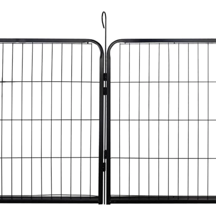 HOME DELUXE Welpenauslauf BARKI 80 x 60 cm, 12-teilig, Schwarz, feuerverzinkter Stahl, inkl. Türverriegelung, abgerundete Ecken, wasserabweisend – Bild 4