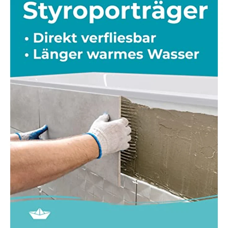 Calmwaters® Premium Badewanne Komplettset 170x75 cm Original, Made in EU, 3in1 Acryl-Badewanne mit Wannenträger & Ablaufgarnitur, Körperformbadewanne, Rechteckbadewanne 170 x 75, 200 l, Weiß – Bild 3