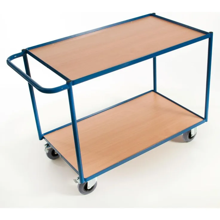 Rollcart Transportwagen, Tischwagen mit 2 Etagen, pulverbeschichtet enzianblau, Tragkraft 300 kg