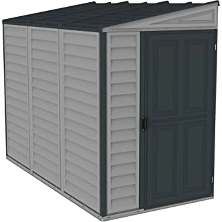 Duramax SideMate PLUS 4 x 8 (2.91 m²) Kunststoff gerätehaus mit Metallfundament Set, Wendetür, robuste Metalldachkonstruktion, wartungsfreier Vinylschuppen, Elfenbein