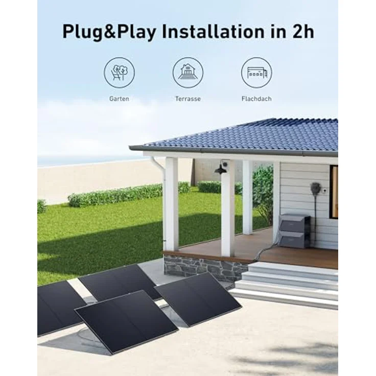 Anker SOLIX Balkonkraftwerk Pro mit Speicher und Halterung (2160W, 3200Wh), 2x Solarbank E1600 (1600Wh) und 4x Balkonkraftwerk (540W), Glattes Schwarz, Kostenloses OTA-Update 800W-Mikro-Wechselrichter - Preisvergleich – Bild 5