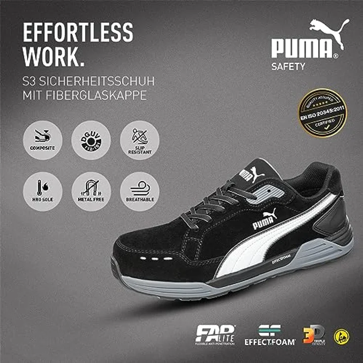 PUMA Safety AIRTWIST BLUE LOW Arbeitsschuh mit EFFECT.FOAM Sohlenkonstruktion, FAPlite Durchtrittschutz, Hydrophobiertes Veloursleder, in blau – Bild 3