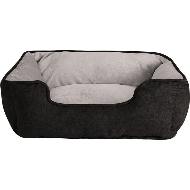 lionto Tierkissen 2-in-1 Hundebett in Wildlederoptik, mit Wendekissen, schwarz/grau, 60 cm x 50 cm – Bild 1