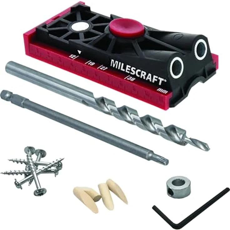 Milescraft 1331 Pocket Jig 200 ST – Komplettes Taschenloch/Pockethole Jig Kit-System, Holzverbindungen bohren, einfach zu bedienende Bohrhilfe