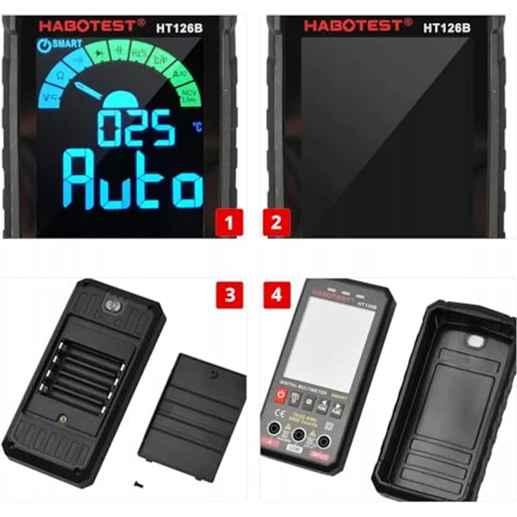 Habotest HT126A, Digitales Universalmultimeter mit großem Display, LED-Taschenlampe und Silikontasten – Bild 7