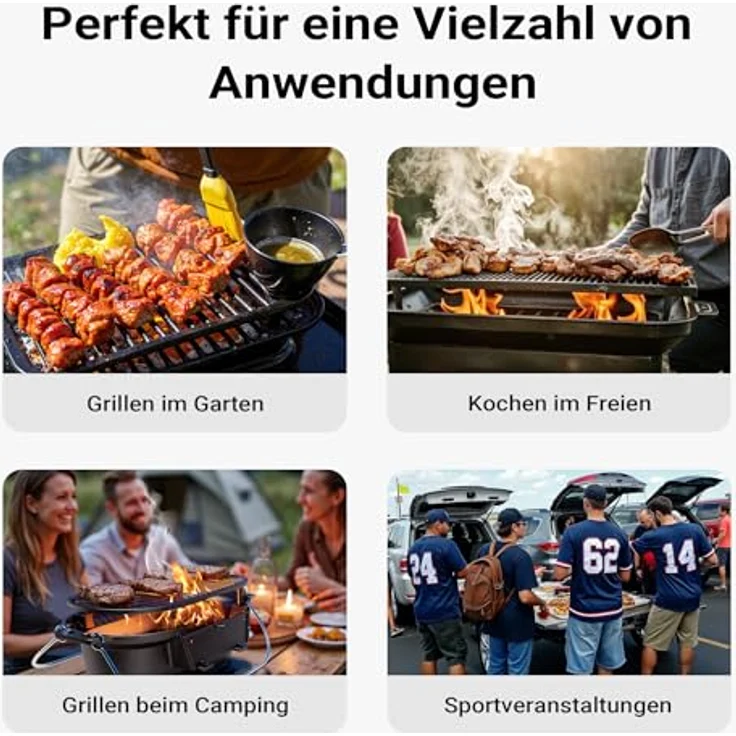 Wiltec Grilltopf aus Gusseisen, effiziente Hitzespeicherung, mit Abzugssystem, tragbar, schwarz – Bild 8