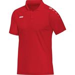 JAKO Herren Polo Classico, rot, M, Polokragen mit Knopfleiste und Kontrastpiping