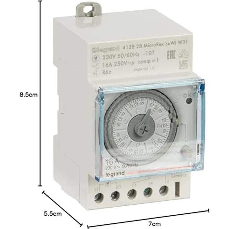 Legrand, Zeitschaltuhr MicroRex W31 Su-Wi Plug & Play, mechanisch mit 7-Tages-Programm (Reiheneinbau-Zeitschaltuhr für Hutschiene, 3-modulig), 412828 – Bild 2